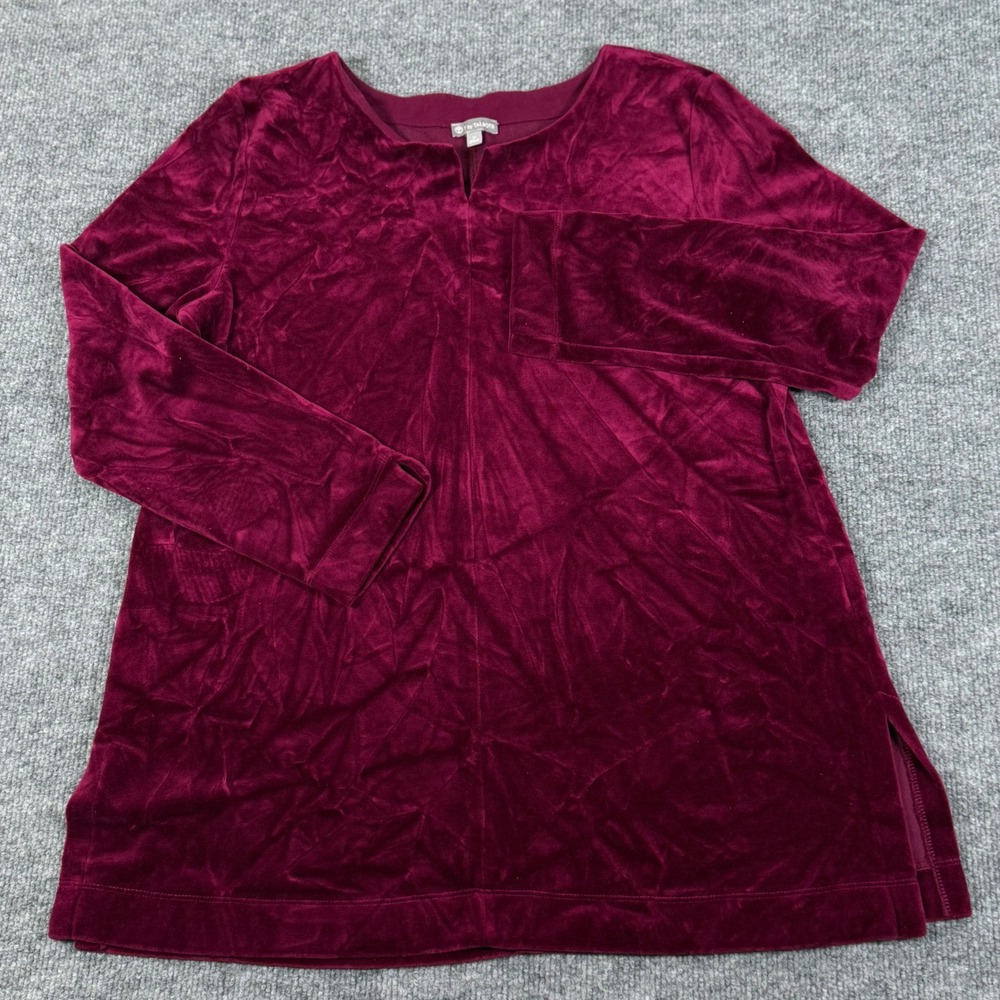 T by Talbots M Luxe Velour LS Tunic Top Holiday Party Luxurious Dark Romantic